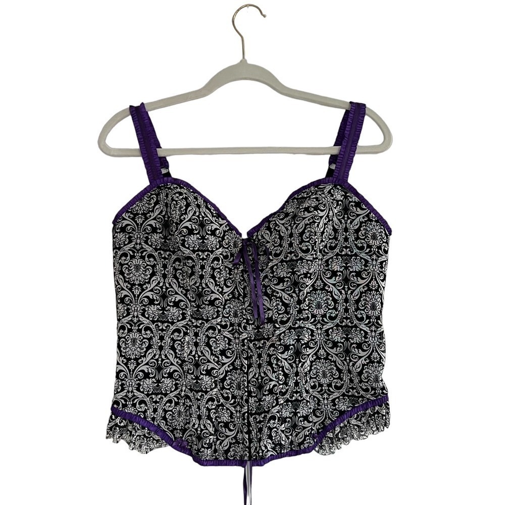 NWT Cacique Corset Lace up Back Size 18 / 20 Goth, Cottage Core Black and Purple